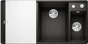 Zlewozmywaki - Blanco Zlewozmywak AXIA III 6 S-F Czarny z deską szklaną i odsączarką stalową, prawa 525854 - miniaturka - grafika 1