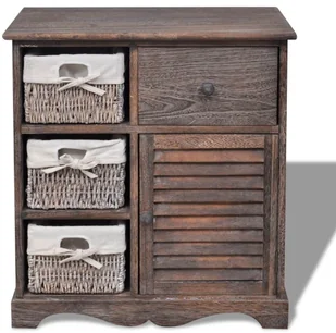 vidaXL Drewniana komoda z 3 koszykami (Brązowa) - Komody - miniaturka - grafika 2