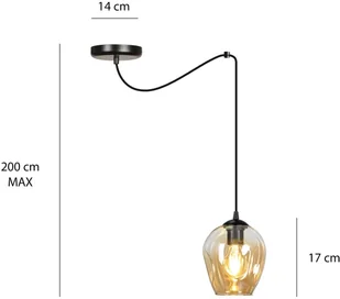 EULUNA Lampa wisząca Starla decentralna 1-pkt bursztynowa - Lampy sufitowe - miniaturka - grafika 4