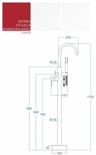 Corsan Bateria wannowa wolnostojąca chromowana CMM35CH - Baterie wannowe i prysznicowe - miniaturka - grafika 9