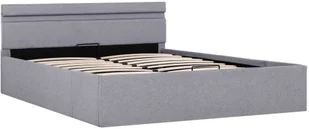 vidaXL Rama łóżka, podnośnik i LED, jasnoszara, tkanina, 140 x 200 cm - Łóżka - miniaturka - grafika 2