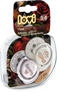 Lovi dynamiczny silikonowy smoczek uspokajający I LOVE 3-6 m 22/867 x 2 - Kubki dla dzieci - miniaturka - grafika 2