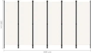 vidaXL Parawan 6-panelowy, biały, 300 x 180 cm vidaXL - Parawany - miniaturka - grafika 6