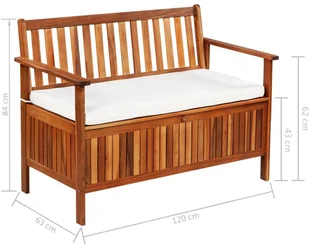 vidaXL Ławka z drewna akacjowego ze schowkiem, 120 x 63 x 84 cm vidaXL - Ławki do przedpokoju - miniaturka - grafika 7