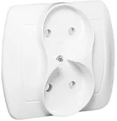 Gniazdka elektryczne - Kontakt Simon Gniazdko Akord bez uziemienia podwójne białe - miniaturka - grafika 1