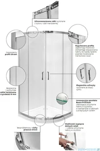 Besco Modern kabina asymetryczna 100x80x185cm mrożone MA-100-80-M - Kabiny prysznicowe - miniaturka - grafika 3