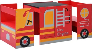 vidaXL 3-częściowy zestaw mebli dla dzieci, wóz strażacki, drewno vidaXL - Wyposażenie pokoiku dziecięcego - miniaturka - grafika 2