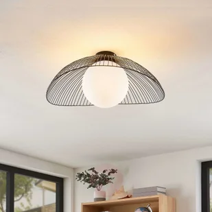 Lindby Fabronia lampa wisząca kratka, szklana kula - Lampy sufitowe - miniaturka - grafika 2