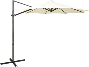 vidaXL Wiszący parasol z lampkami LED i słupkiem, piaskowy, 300 cm 312336 - Parasole ogrodowe - miniaturka - grafika 12