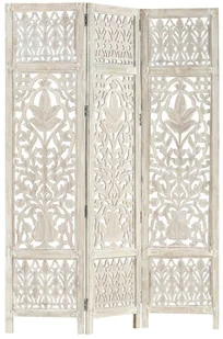 vidaXL vidaXL Parawan 3-panelowy, rzeźbiony, biały, 120x165 cm, drewno mango - Parawany - miniaturka - grafika 7