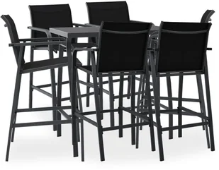 vidaXL 7-cz zestaw mebli barowych do ogrodu czarny 3073578 - Pozostałe meble ogrodowe - miniaturka - grafika 2