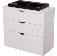 Szafki łazienkowe - Biała szafka łazienkowa z czarną umywalką 80/3 cm Liv Victa VIC-B-U80/39/3-72 + LivC - miniaturka - grafika 1