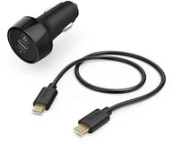 Ładowarki samochodowe - Hama samochodowa 1xUSB-C PD 18W QC 3.0 + kabel USB-C czarna - miniaturka - grafika 1