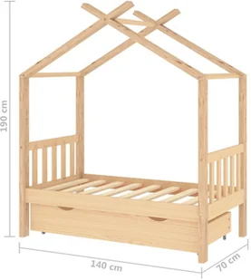 VidaXL Lumarko Rama łóżka dziecięcego z szufladą, sosnowa, 70x140 cm 322145 VidaXL - Łóżeczka i kojce - miniaturka - grafika 7