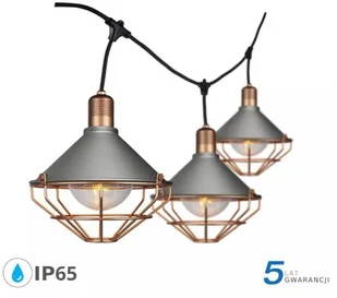 V-tac Girlanda Ogrodowa 6xE27 3metry Miedź MAT Siatka LOFT IP65 VT-717S - Lampy ogrodowe - miniaturka - grafika 4