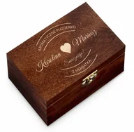 Deski do krojenia - Murrano Herbata w brązowej skrzyni z grawerem dla pary na ślub rocznicę pa SKRH-CM_HERx2-CO2-002 - miniaturka - grafika 1