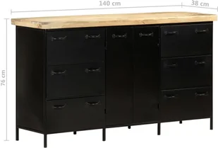 VidaXL Lumarko Komoda, 140x38x76 cm, surowe drewno mango! 323574 VidaXL - Szafki do salonu - miniaturka - grafika 9