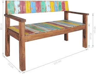 VidaXL Lumarko Ławka, 115 cm, lite drewno z odzysku 326182 VidaXL - Ławki do przedpokoju - miniaturka - grafika 7