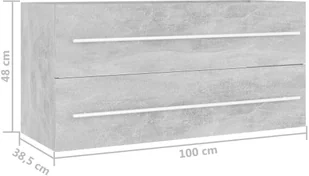 VidaXL Lumarko Szafka pod umywalkę, szarość betonu, 100 x 38,5 x 48 cm, płyta 804723 VidaXL - Meble łazienkowe - miniaturka - grafika 7