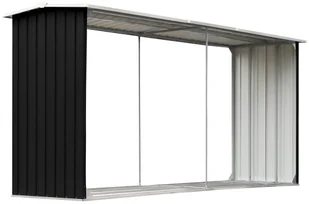 vidaXL Wiata na drewno, stal galwanizowana, 330x92x153 cm, antracytowa vidaXL - Akcesoria kominkowe - miniaturka - grafika 2
