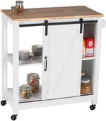 Wózki kuchenne - Wózek kuchenny na kółkach LANDHAUS z drewna sosnowego i MDF WENKO 54130100 - miniaturka - grafika 1