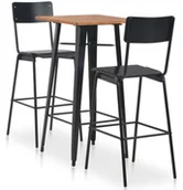 Meblościanki - vidaXL 3-częściowy zestaw barowy, stal, czarny - miniaturka - grafika 1