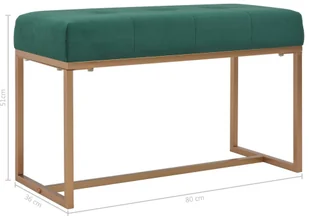 vidaXL Ławka, 80 cm, zielona, aksamitna vidaXL - Ławki do przedpokoju - miniaturka - grafika 5
