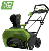 Odśnieżarki - Greenworks Tools 2600007 Odśnieżarka bezprzewodowo, litowo-jonowy, Li-Ion, bez lub akumulator, ładowarka, 40 V, zielony - miniaturka - grafika 1