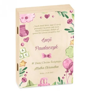 Murrano Zestaw Sztućców Dla Dzieci W Drewnianym Etui Nadruk Pamiątka Chrztu SZT-ANIMALS_DRW-UV-044 - Sztućce dla dzieci - miniaturka - grafika 4