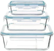 Pojemniki kuchenne - Secret de Gourmet Szklane żaroodporne pojemniki z pokrywką do przechowywania żywności 3 sztuki w zestawie 146593 - miniaturka - grafika 1
