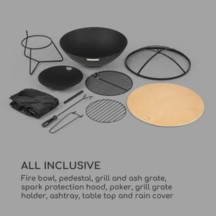 Blumfeldt Blumfeldt Orbit, stalowa misa paleniskowa typu 3 w 1, 60 cm średnicy, grill 40 cm, stolik, czarna GDW27-Orbit - Paleniska ogrodowe Blumfeldt Blumfeldt Orbit, stalowa misa paleniskowa typu 3 w 1, 60 cm średnicy, grill 40 cm, stolik, czarna GDW27-Orbit - Paleniska ogrodowe - miniaturka - grafika 8
