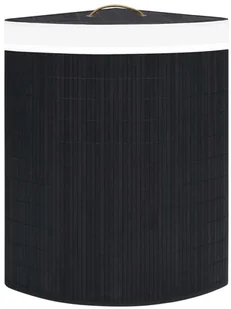 vidaXL Bambusowy kosz na pranie, narożny, czarny, 60 L vidaXL - Kosze na bieliznę - miniaturka - grafika 4
