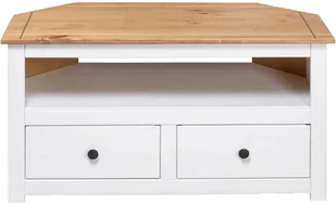 vidaXL Narożna szafka pod TV, biała, 93x55x49 cm, sosna, seria Panama - Szafki RTV - miniaturka - grafika 5