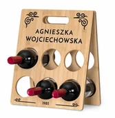 Stojaki na wino - Murrano Drewniany stojak na wino z nadrukiem na prezent dla niej na urodziny SDW-027 - miniaturka - grafika 1