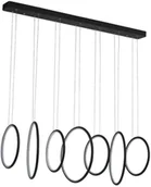 Lampy sufitowe - Mdeco LAMPA wisząca MDECO SLIM/000018/4000/B metalowa OPRAWA listwa LED 130W 4000K zwis pierścienie rings czarne - miniaturka - grafika 1