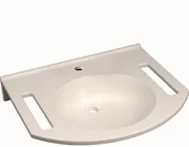 Umywalki - Geberit Ceramika Publica Umywalka wisząca z otworem na baterię 60x55 cm z wycięciami dla osób niepełnosprawnych biała 402160016 - miniaturka - grafika 1