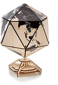 Puzzle - EWA Eco-Wood-Art EWA Eco-Wood-Art - Drewniane puzzle 3D dla młodzieży i dorosłych - globus Icosahedral (czarny) - zestaw"zrób to sam", samodzielny montaż, nie wymaga użycia kleju - 97 sztuk ICOSAHEDRAL GLOBE (BLACK) - miniaturka - grafika 1