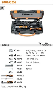 Beta ZESTAW NASADEK 1/4" Z AKCESORIAMI 30SZT 900/C24 - Klucze i nasadki - miniaturka - grafika 2