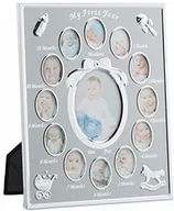 Ramki na zdjęcia - Relaxdays ramka zdjęcia dla niemowląt, First Year, ramka zdjęcia miesięczne aluminium, 12 miesięcy, 29 x 24 cm, kolaż do postawienia, kolor 10024241_55 - miniaturka - grafika 1