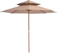 Parasole ogrodowe - vidaXL Parasol ogrodowy z podwójnym daszkiem, 270 cm, taupe - miniaturka - grafika 1