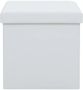 vidaXL Składany stołek ze schowkiem, ekoskóra, 38x38x38 cm, biały vidaXL - Pufy i podnóżki - miniaturka - grafika 5