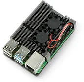 Akcesoria do komputerów jednopłytkowych - OEM Obudowa do Raspberry Pi 4B - aluminiowa z dwoma wentylatorami - szara DNG-16012 - miniaturka - grafika 1