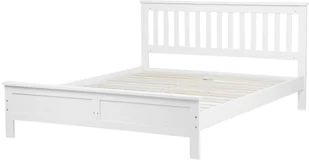 Beliani Łóżko drewniane białe ze stelażem 180 x 200 cm MAYENNE - Łóżka - miniaturka - grafika 4