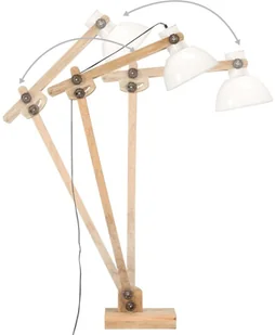 VidaXL Lampa podłogowa, biała, lite drewno mango, E27 320582 VidaXL VidaXL - Lampy sufitowe - miniaturka - grafika 5