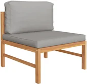 Fotele i krzesła ogrodowe - vidaXL Siedzisko środkowe z ciemnoszarymi poduszkami, drewno tekowe - miniaturka - grafika 1