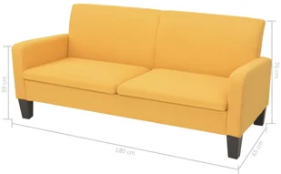 vidaXL Zestaw 2 sof tapicerowanych tkaniną, żółty - Komplety wypoczynkowe - miniaturka - grafika 7
