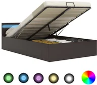 Łóżka - vidaXL Rama łóżka z podnośnikiem i LED, szara, ekoskóra, 160 x 200 cm - miniaturka - grafika 1