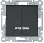 Wyłączniki światła i elektryczne - Hager LUMINA ŁĄCZNIK UNIWERSALNY/SCHODOWY Z PODŚWIETLENIEM CZARNY WL0243 - miniaturka - grafika 1