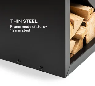 Blumfeldt Blumfeldt Firebowl Kindlewood S Black, schowek na drewno, ławka do siedzenia, 57 x 56 x 36 cm, bambus. cynk GDI11-KindlewoodS-BK - Akcesoria kominkowe - miniaturka - grafika 5