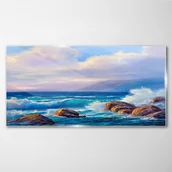 Obrazy i zdjęcia - PL Coloray Obraz na Szkle morze skały fale chmury 120x60cm - miniaturka - grafika 1